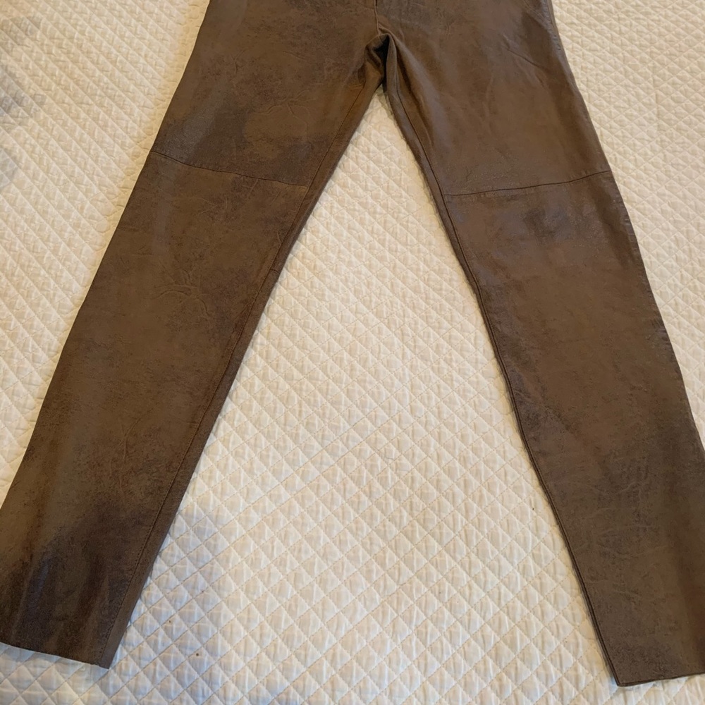 Zara light brown distressed leather leggings